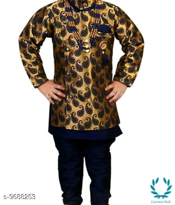 Elegant Kids Boys Sherwanis - 5-6 Years, Cotton Blend, Embroidered, Pack of :1